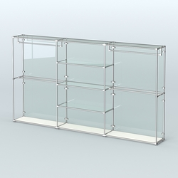 Торговая система ХРОМ (задняя стенка - стекло) 3600 мм с прозрачными полками и поручнями №2, Белый