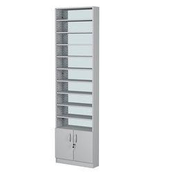 Стеллаж из ДСП с 9-ю полками 150x600 мм серии LEVEL-9 №2-2 (З/C - ЗЕРКАЛО), Серый