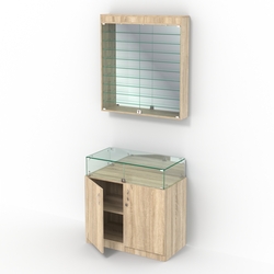 Комбинированный прилавок-витрина с зеркальными стенками КПВ-14-08, Дуб сонома