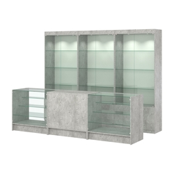 Комплект витрин ЭК-01 и прилавков ЭК-4, Метрополитан Грей