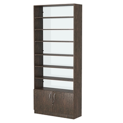 Стеллаж из ДСП с 6-ю полками 300x900 мм серии LEVEL-6 №12-1 (З/C - СТЕКЛО), Дуб Венге