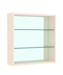 Витрина настенная №1-2Г открытая с зеркалом, Крем Вайс
