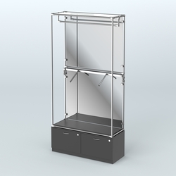 Торговая система ХРОМ (задняя стенка - зеркало) 1200 мм №2-3 с тумбой Т-15 и поручнями, Черный