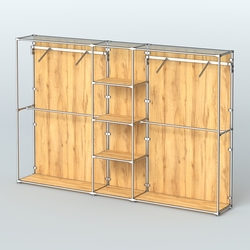 Торговая система ХРОМ (задняя стенка - ДСП) 3030 мм с полками ДСП и поручнями №12, Дуб Золотистый