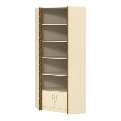 Внутренний угловой стеллаж с накопителем и декором №СБА-5-4ВД-400, Крем Вайс