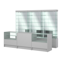 Комплект стеклянных витрин ИС-32 и прилавков ЭК-3, Серый