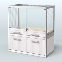 Витрина низкая для продажи средних млекопитающих в зоомагазин серии КУНЬИ-01, Ясень Анкор светлый