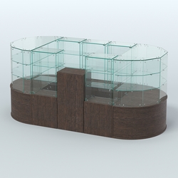 Круглый стеклянный островок-павильон серии КОЛЬЦО овальный №2, Дуб Венге