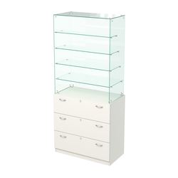 Прилавок с верхним стеклянным каркасом Селена-9, Белый