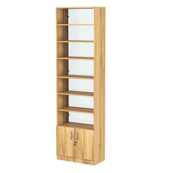 Стеллаж из ДСП с 6-ю полками 300x600 мм серии LEVEL-6 №5-1 (З/C - СТЕКЛО), Дуб Золотистый