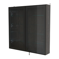 Витрина настенная №4-1А с узкими прозрачными полками серии Collecto, Дуб Венге