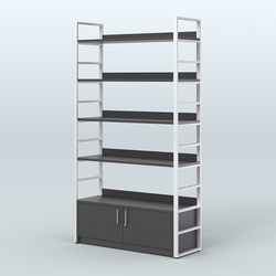 Торговый стеллаж большой STRONG - АЛЬФА №3, Черный и Белый