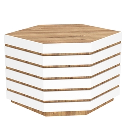 Торговый прилавок шестигранный с фасадными панелями №14Э, Дуб Канзас коричневый + Белый