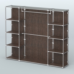 Торговая система ХРОМ (задняя стенка - ДСП) 2430 мм с полками ДСП и поручнями №3, Дуб Венге