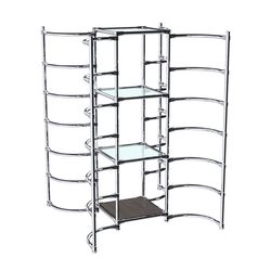 Хромированное вешало ДУГА №3-1 с полками стекло 6 мм, Дуб Венге