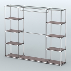 Торговая система ХРОМ без ДСП 2430 мм с полками ДСП и поручнями №3, Ясень Анкор темный