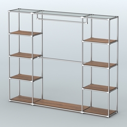 Торговая система ХРОМ без ДСП 2430 мм с полками ДСП и поручнями №3, Орех