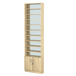 Стеллаж из ДСП с 9-ю полками 150x600 мм серии LEVEL-9 №2-2 (З/C - ЗЕРКАЛО), Дуб Сонома