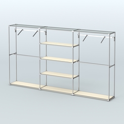 Торговая система ХРОМ без ДСП 3600 мм с полками ДСП и поручнями №10, Крем Вайс