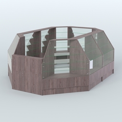 Низкий торговый остров серии Алмаз №2 средний, Ясень Анкор темный