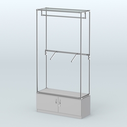 Торговая система ХРОМ без ДСП 1200 мм №2-4 с тумбой Т-21 и поручнями, Серый