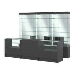 Комплект стеклянных витрин ИС-32 и прилавков ЭК-3, Черный