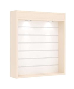 Витрина настенная №1-2В открытая с эконом панелью и подсветкой, Крем Вайс