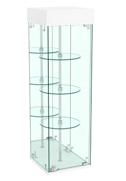 Витрина РОТАЦИЯ настольная с вращающимися полками №27-3 (задняя стенка - зеркало), Белый