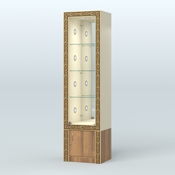 Витрина с декором и диодной подсветкой №ВБА-4С, Крем Вайс + Орех