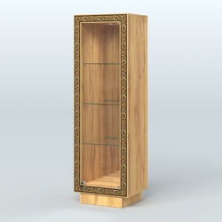 Низкая витрина с декором и тремя прозрачными полками НБА-3, Дуб Золотистый