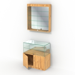 Комбинированный прилавок-витрина с зеркалами КПВ-01-04, Дуб Золотистый