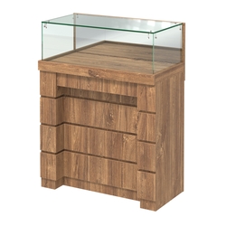 Торговый прилавок с утопленным фасадом широкий №УФ-1-900, Дуб Канзас коричневый