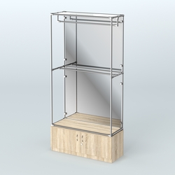 Торговая система ХРОМ (задняя стенка - зеркало) 1200 мм №1-4 с тумбой Т-21 и поручнями, Дуб Сонома