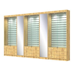 Комплект витрин под очки №10+1+10+1+10 (закрытый доступ), Дуб Золотистый