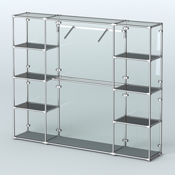 Торговая система ХРОМ (задняя стенка - стекло) 2430 мм с тонированными полками и поручнями №11, Темно-Серый