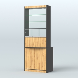 Высокая витрина-прилавок Эконом №3В, Черный и Дуб Золотистый U1148