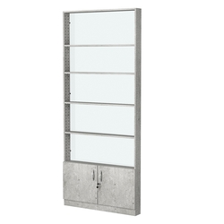 Стеллаж из ДСП с 4-мя полками 100x900 мм серии LEVEL-4 №8-1 (З/C - СТЕКЛО), Метрополитан Грей