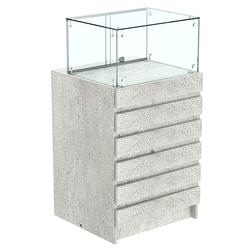 Торговый прилавок с прозрачной витриной и фасадным декором №5Э-14, Метрополитан Грей