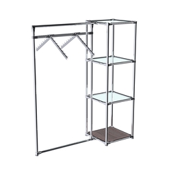 Хромированное вешало ГРАНЬ №1-1 с полками стекло 6мм, Ясень Анкор темный - U31105