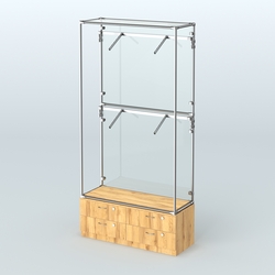 Торговая система ХРОМ (задняя стенка - стекло) 1200 мм №3-2 с тумбой Т-14 и поручнями, Дуб Золотистый