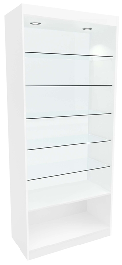 Стеклянная витрина №4 с каркасом из ДСП (без стеклянных дверей), Белый