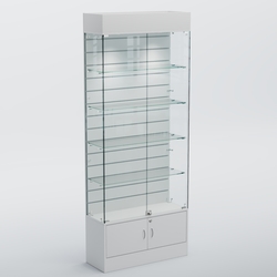 Витрина СЕТЬ №4-П с экономпанелью и полками, Белый