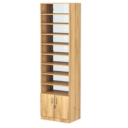 Стеллаж из ДСП с 8-ю полками 400x600 мм серии LEVEL-8 №7-1 (З/C - СТЕКЛО), Дуб Золотистый