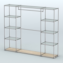 Торговая система ХРОМ без ДСП 2430 мм с прозрачными полками и поручнями №3, Дуб Сонома