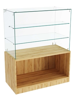 Прилавок Истра с двумя стеклянными полками №7 (открытый), Дуб Золотистый