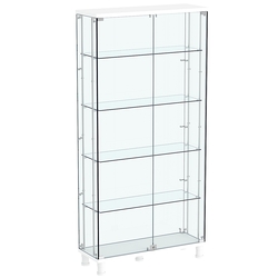 Витрина РОНДО с регулировочными полками №3-1-РЕГ на ножках (задняя стенка стекло), Белый