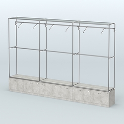 Торговая система ХРОМ без ДСП 3600 мм №7 с тумбами Т-15, Т-11 и поручнями, Метрополитан Грей