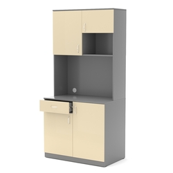 Офисная мини-кухня ПРАКТИК №4, Темно-серый и Крем Вайс U2601-U2236