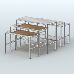 Комплект столов №2-5 с полками зеркало 4мм, Дуб Золотистый