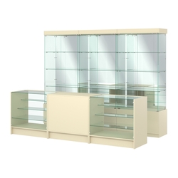 Комплект стеклянных витрин ИС-03 и прилавков ЭК-4, Крем Вайс